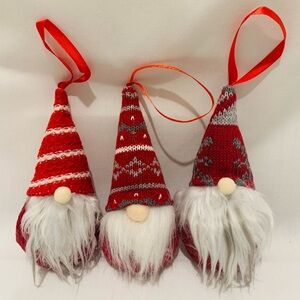 Gnome Ornaments Holiday Dec Knit Scandi Christmas Set of 3